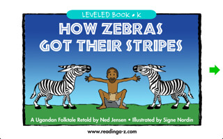 Emulate iPhone app How Zebras Got Their Stripes - LAZ Reader [Level K–second grade] using MyAndroid